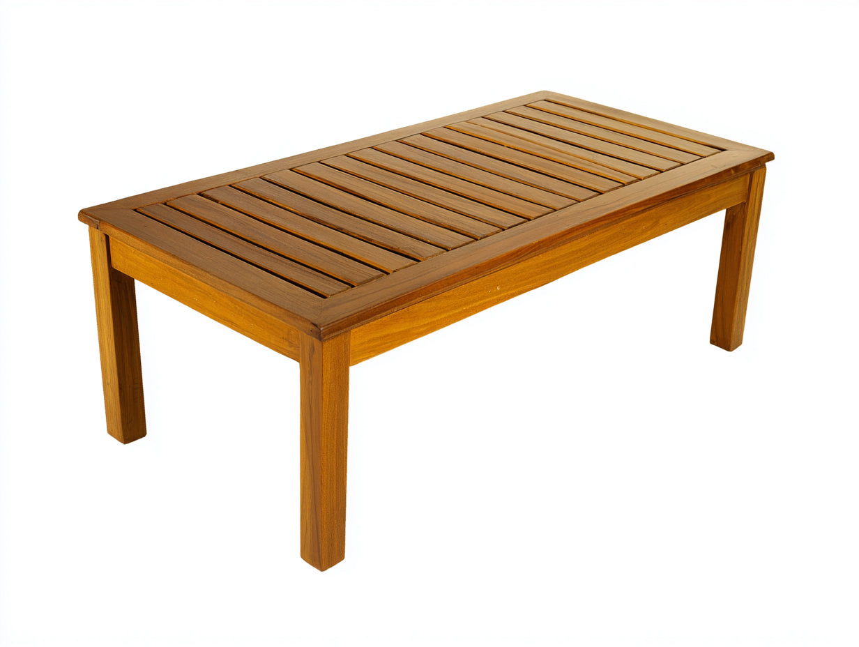 Gartentisch aus Massivholz 120x70x75 cm - Braun - Rechteckige Tischplatte mit Lattenstruktur