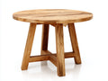 Gartentisch Holz 110x110x76 cm - Naturholz - Runder Esstisch mit 4-Bein-Gestell für Garten und Terrasse