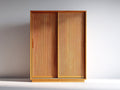 Kleiderschrank aus Holz 120 x 60 x 200 cm - Natur Braun - Modernes Schiebetürdesign mit geriffelter Front für das Schlafzimmer