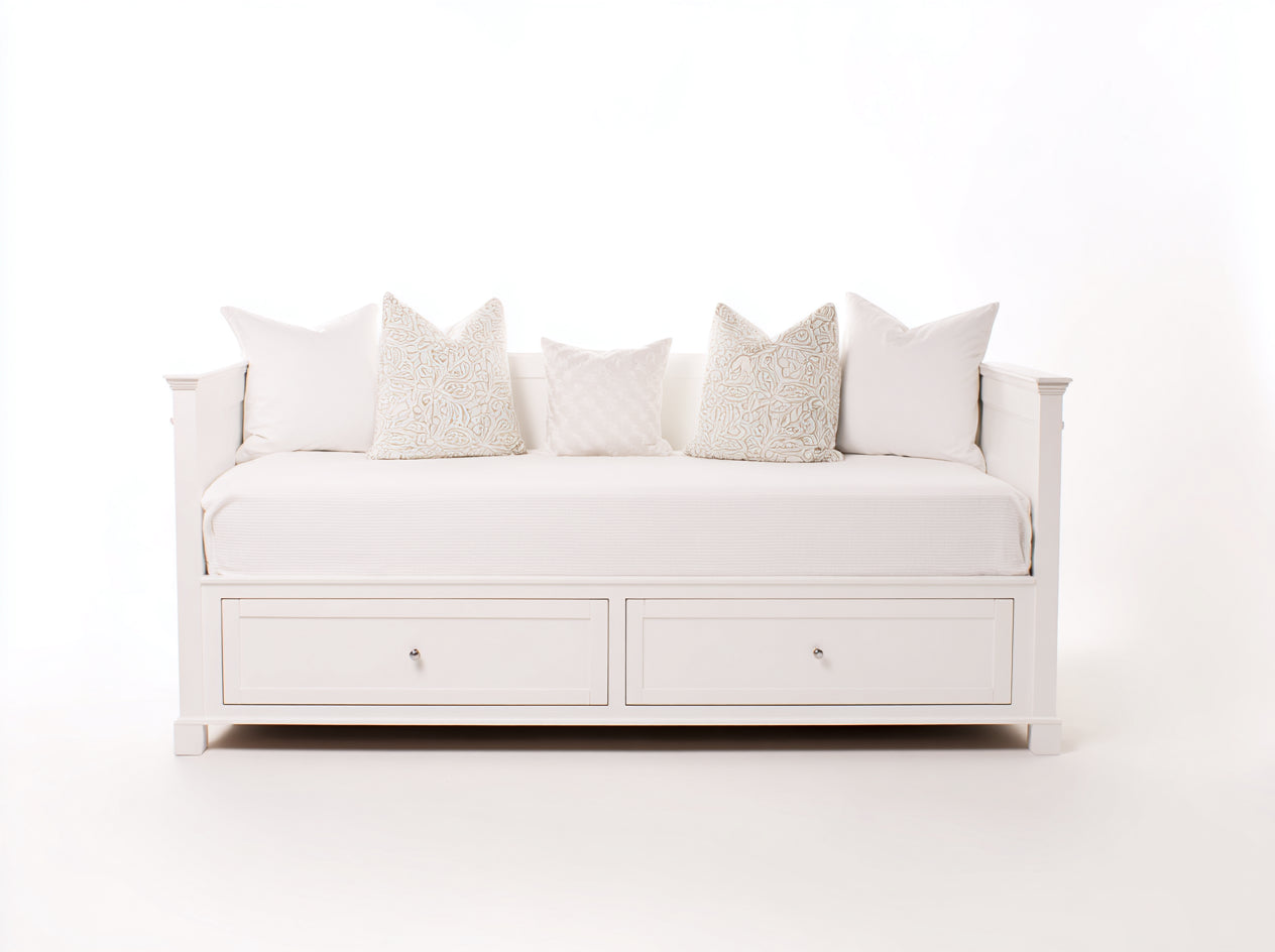 Schlafsofa Holz 200x90x86 cm - Weiß - Tagesbett mit 2 Schubladen für Wohnzimmer und Gästezimmer