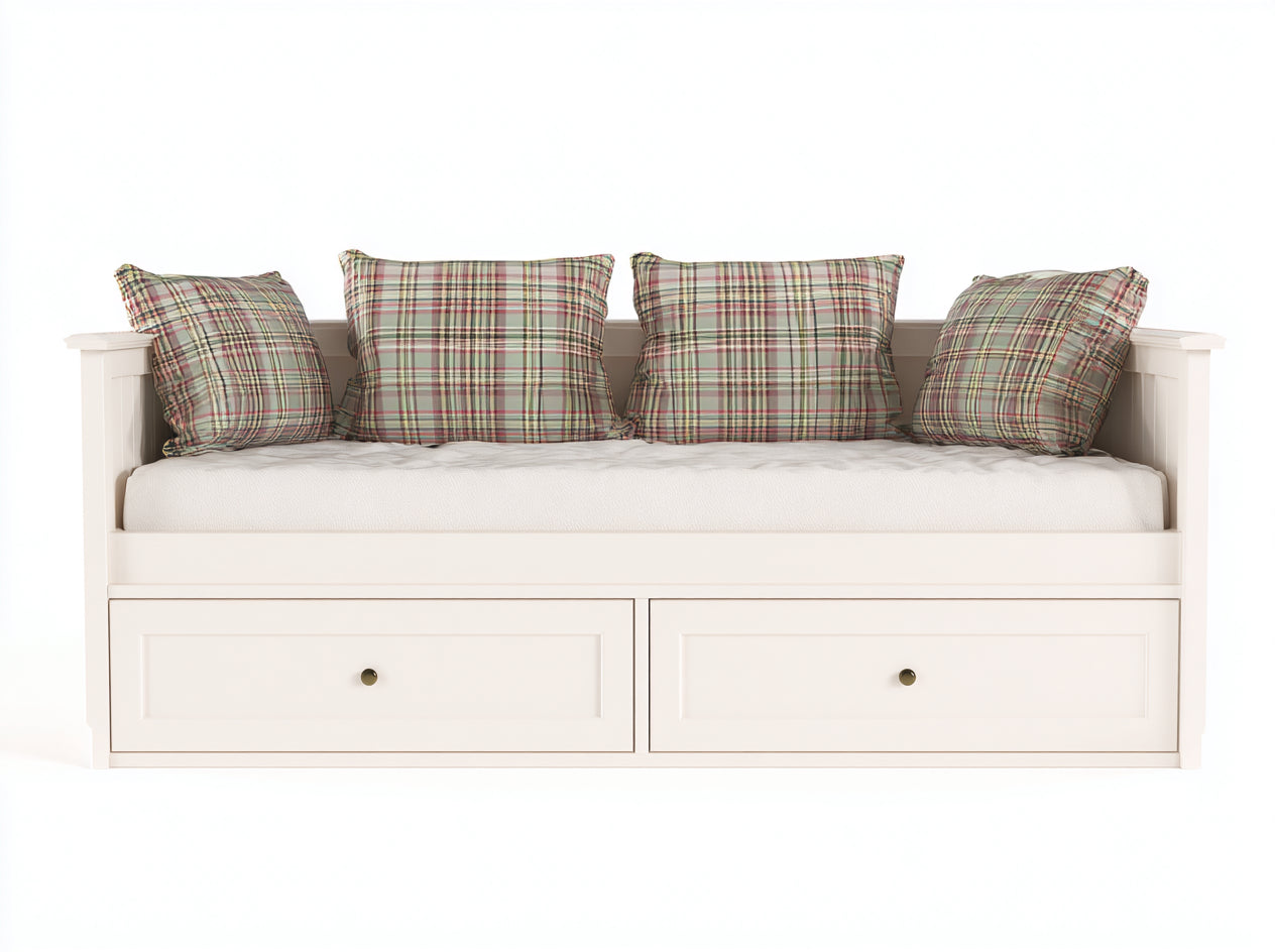 Schlafsofa aus Holzwerkstoff 210x96x88 cm - Weiß - Tagesbett mit 2 Schubladen im Landhausstil