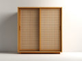 Kleiderschrank aus Massivholz und Rattan 160x60x190 cm - Naturfarben - 2 Schiebetüren im modernen Stil