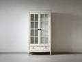 Vitrinen Holz 90x40x180 cm - Weiß-Transparent - Klassische Standvitrine mit 2 Glastüren und 2 Schubladen für Wohnzimmer und Esszimmer